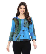 Parsley & Sage Andrea Button Top (Turquoise)