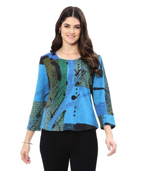 Parsley & Sage Andrea Button Top (Turquoise)