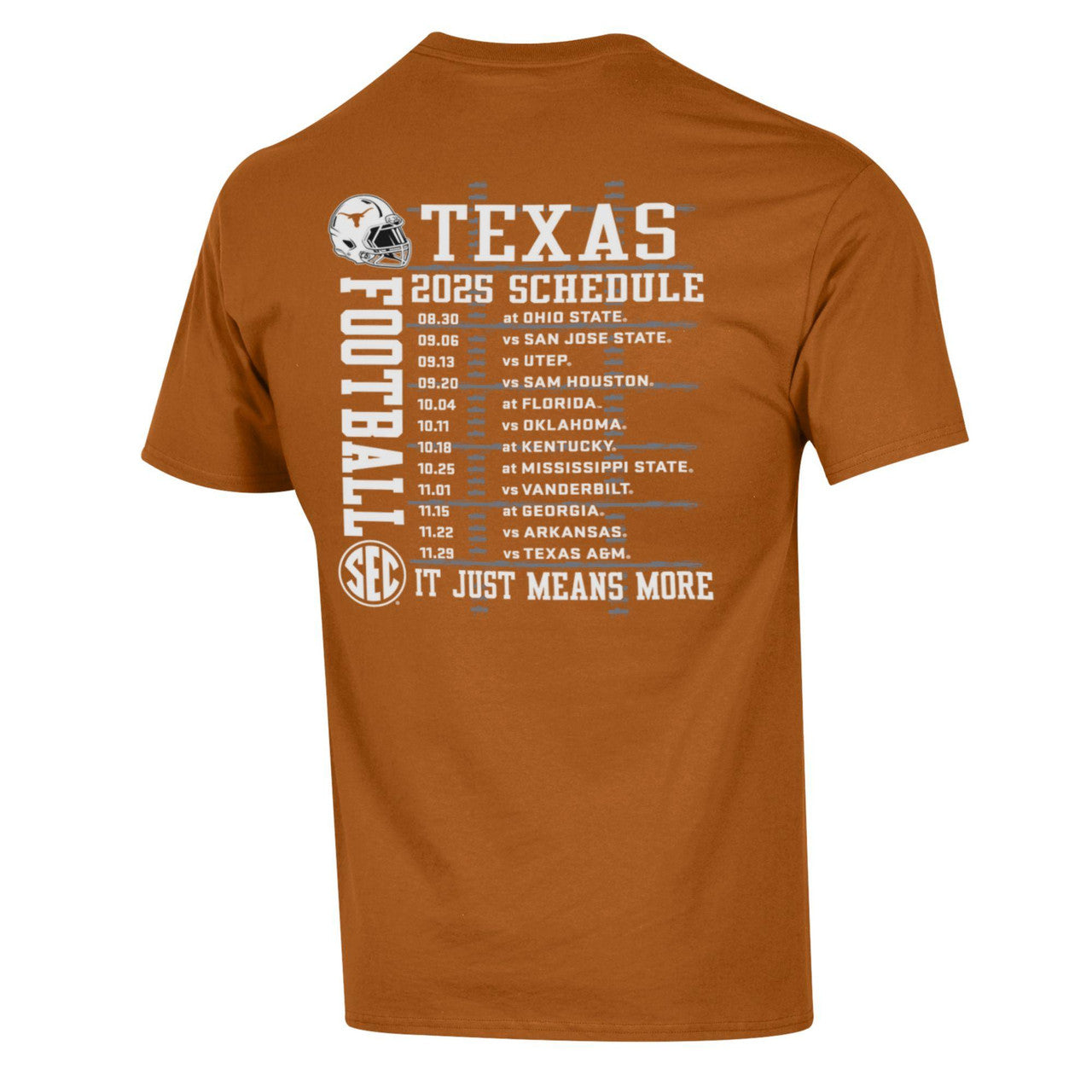 Texas Longhorn 2025 Football Schedule Tee