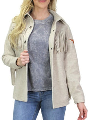 Texas Longhorn Flag & Anthem Ladies Arley Fringed Jacket (101-OW6029W) (Cream)