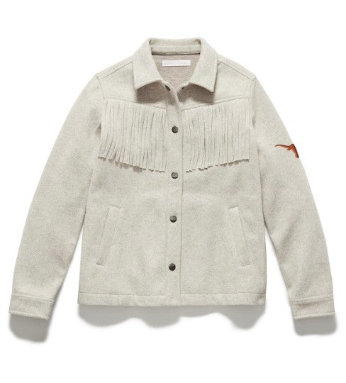 Texas Longhorn Flag & Anthem Ladies Arley Fringed Jacket (101-OW6029W) (Cream)