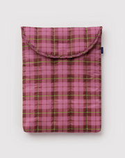 Baggu Puffy Laptop Sleeve 13"/14" - Azalea Pink Tartan