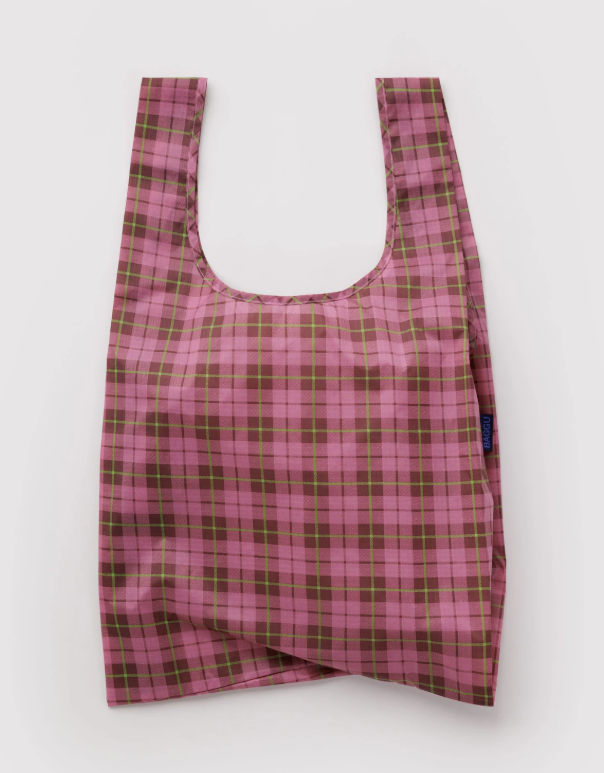 Baggu Standard Reusable Bag - Azalea Pink Tartan