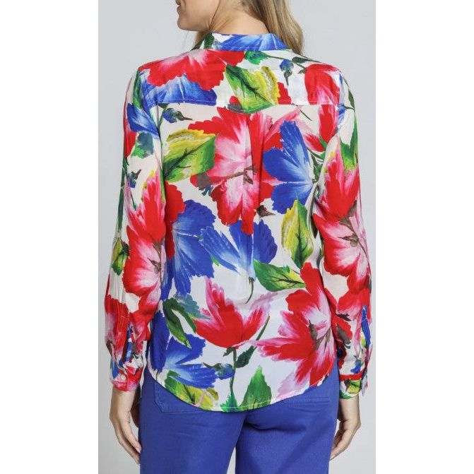 APNY Red Floral Button Front Sleeve Shirt