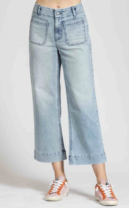 APNY Cropped Wide Leg Light Indigo Jeans (B168)
