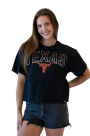 Texas Longhorn Bling Starlite Sequin Semi-Cropped Oversized Band Tee (SEQSCOV)