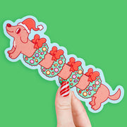 Holiday Weenie Dog Dachshund Vinyl Sticker