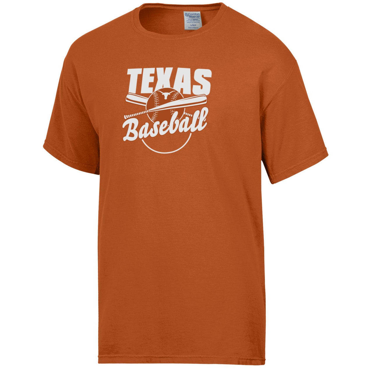 Texas Longhorn Baseball Bat Script Tee