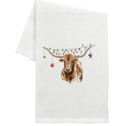 Christmas Longhorn Tea Towel