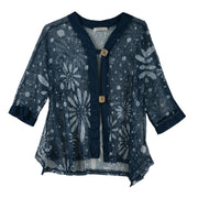 Jess & Jane Evangeline Printed Mesh Cardigan Top (BC8-2182)(Multi)