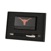 Texas Longhorn  Logo Business Card & Pen Set (TX-BCPNS) BLK