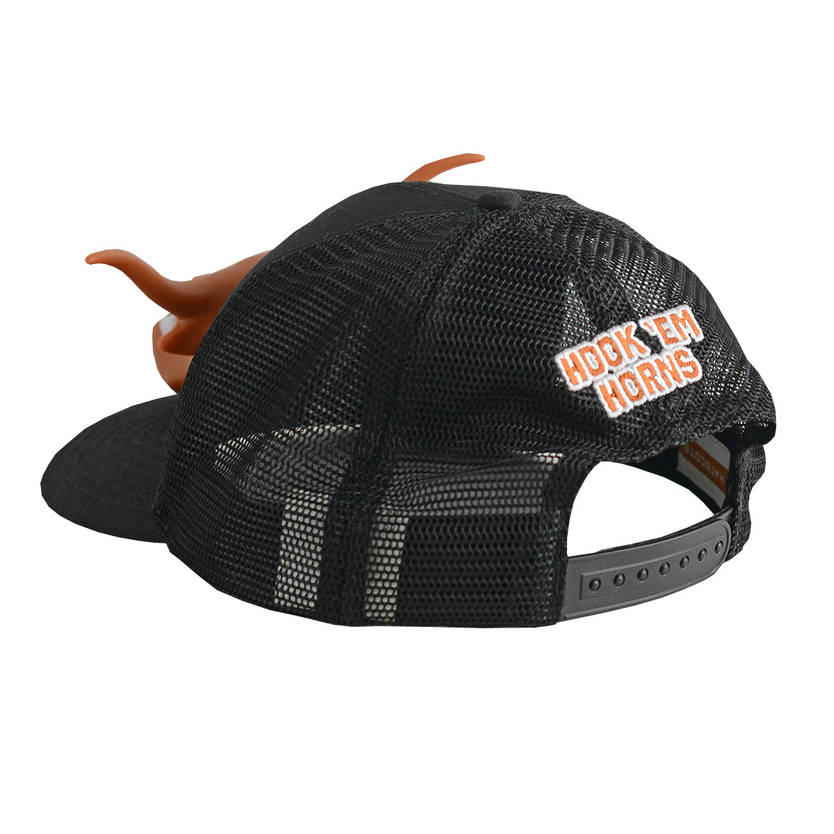 Texas Longhorn 3D Horns Up Black Trucker Cap