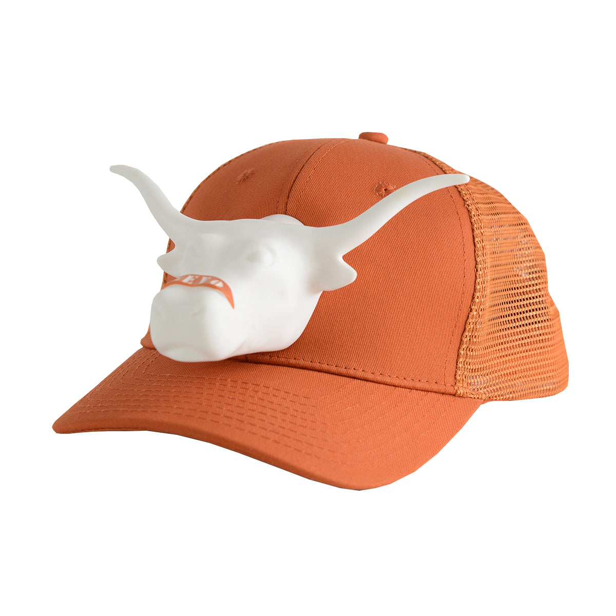 Texas Longhorn 3D Horns Up Orange with White Bevo Trucker Cap