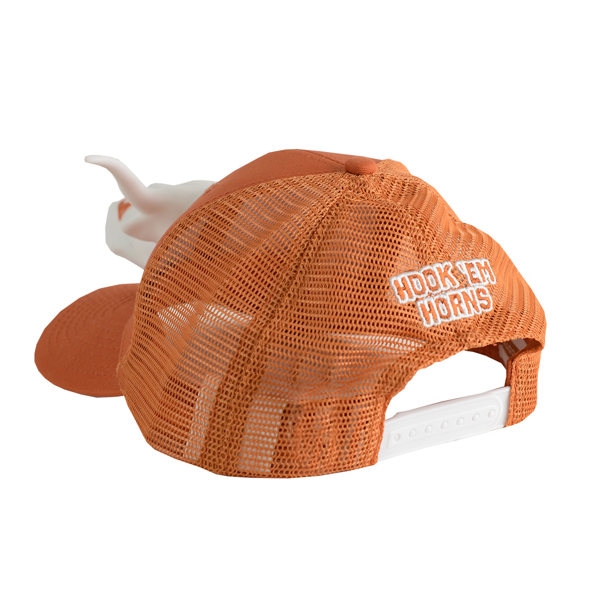 Texas Longhorn 3D Horns Up Orange with White Bevo Trucker Cap