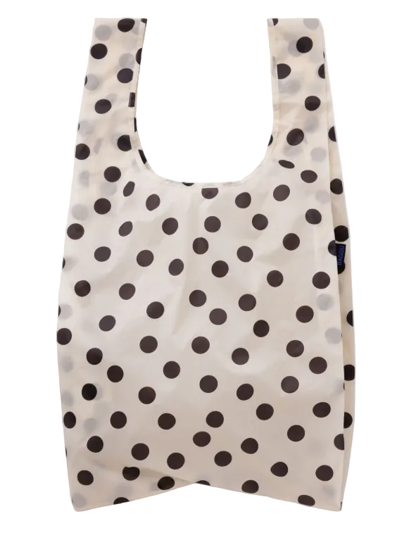 Baggu Big Reusable Bag - Cream and Black Polka Dot