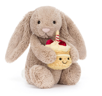 Jellycat Bashful Beige Bunny 'Birthday'