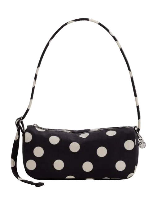 Baggu Nylon Loaf Bag - Black And Cream Polka Dot