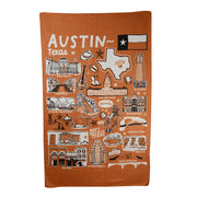 Vive La fete Austin Texas Icons Beach Towel (HDTW021M) (Burnt Orange )