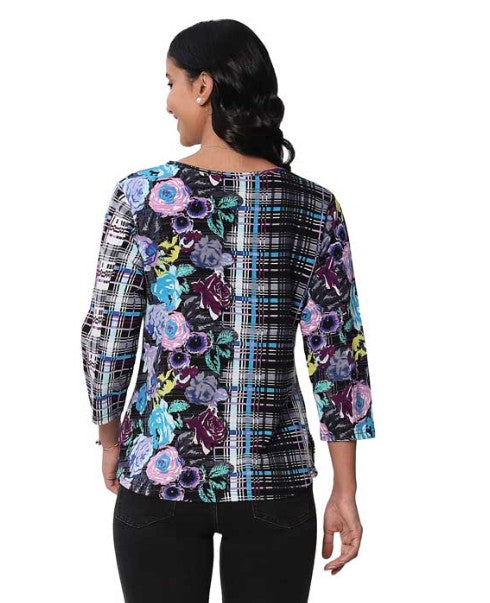 Parsley & Sage Bloom Multi Print Top (PURP/TURQ)