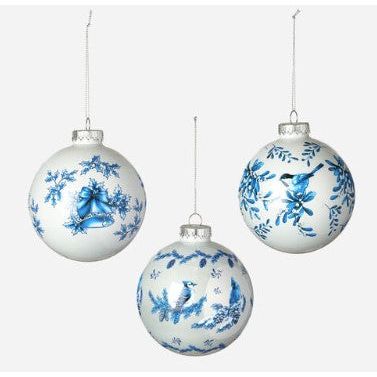 One Hundred 80 Degrees Blue & White Delft Style Ball Glass Ornament (3 Styles)