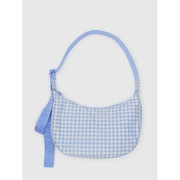 Baggu Medium Nylon Crescent Bag - Light Blue Gingham
