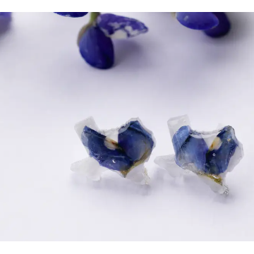 Remedy Designs Texas Shaped Pressed Bluebonnet Stud Earrings