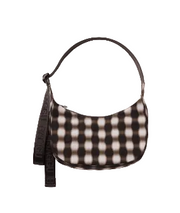 Baggu Small Nylon Crescent Bag - Blurred Gingham Brown