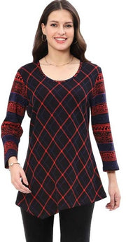 Parsley & Sage Blythe Diamond Print Tunic (BLK/RED)