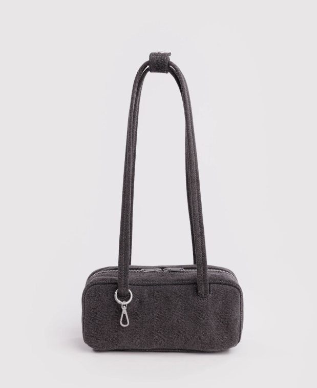 Baggu Small Denim Bowler Bag - Washed Black Denim