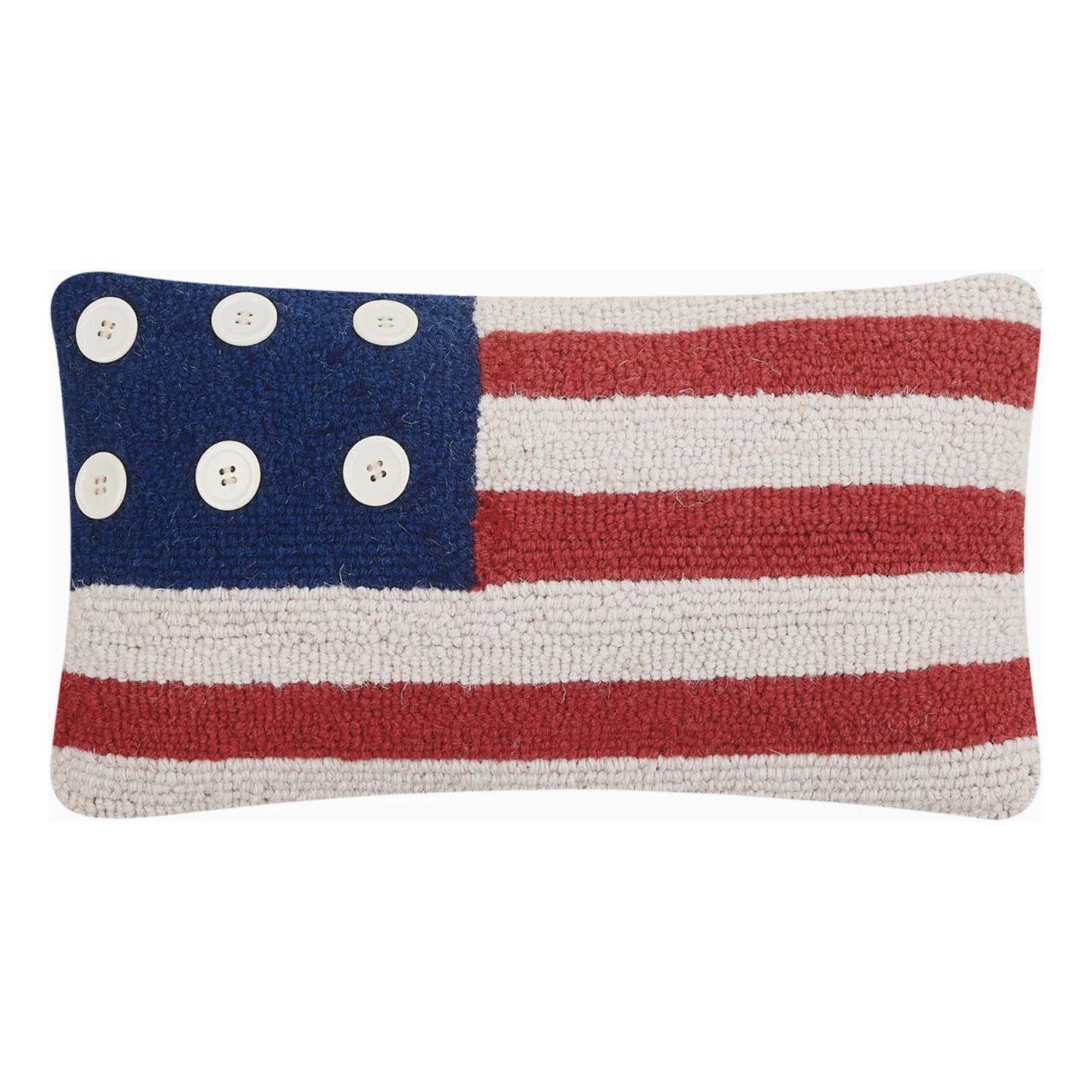 Peking Handicraft Button Detail Patriotic Flag Hook Pillow