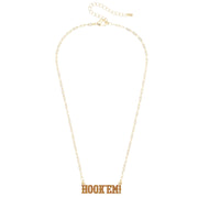 Texas Longhorn Canvas Style  Pave Outline Hook'em Necklace (27494N-Tex)