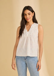 FDJ French Dressing Sleeveless V-neck Blouse (7387184) (White Sparkle)