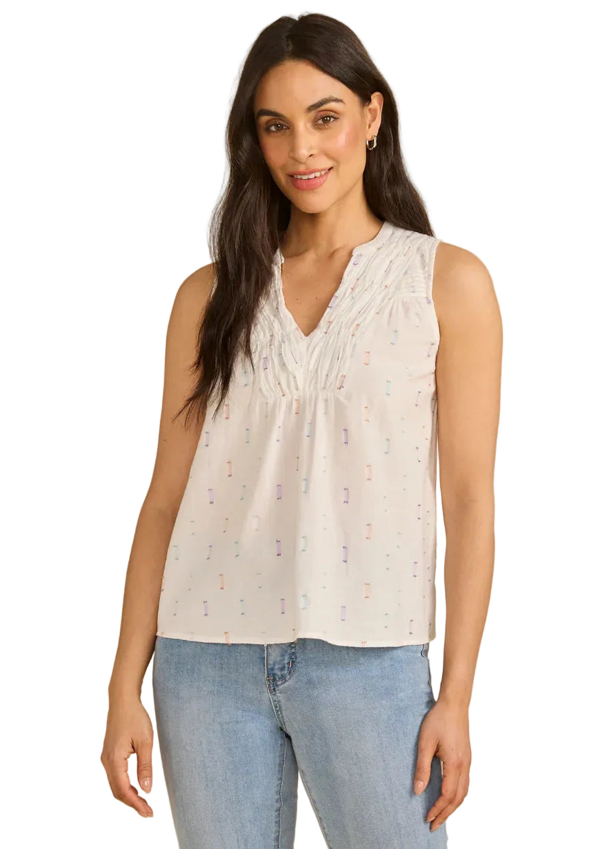 FDJ French Dressing Sleeveless V-neck Blouse (7387184) (White Sparkle)