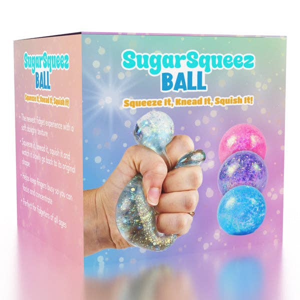 SugarSqueez Glitter Squishy Fidget Sugar Stress Ball (Color Chosen At Random)