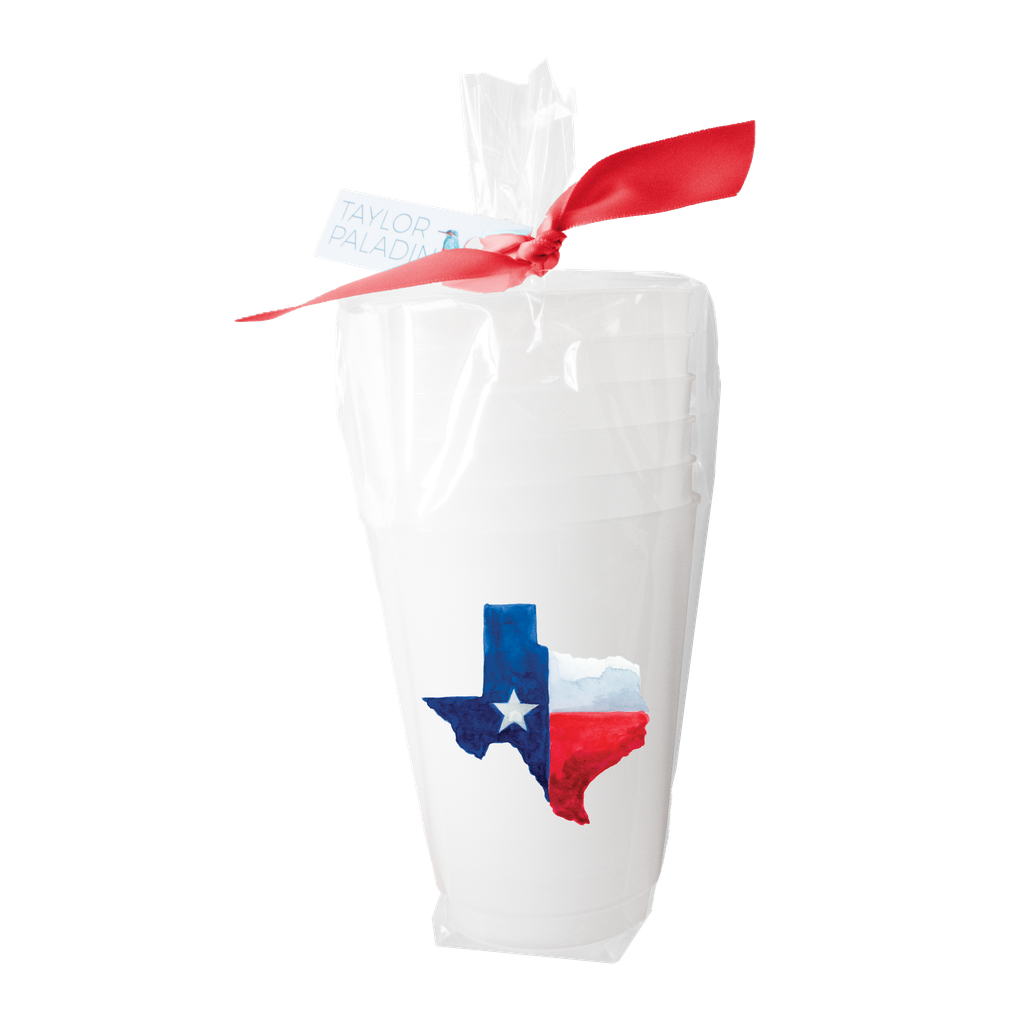 Taylor Paladino State of Texas Shaped  Frosted Plastic drink Cups | Set of 6