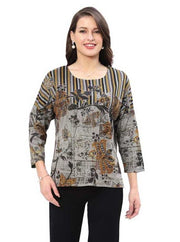 Parsley & Sage Calli Print Top (BRN/GRY)