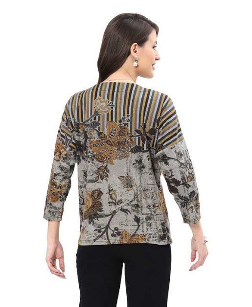 Parsley & Sage Calli Print Top (BRN/GRY)