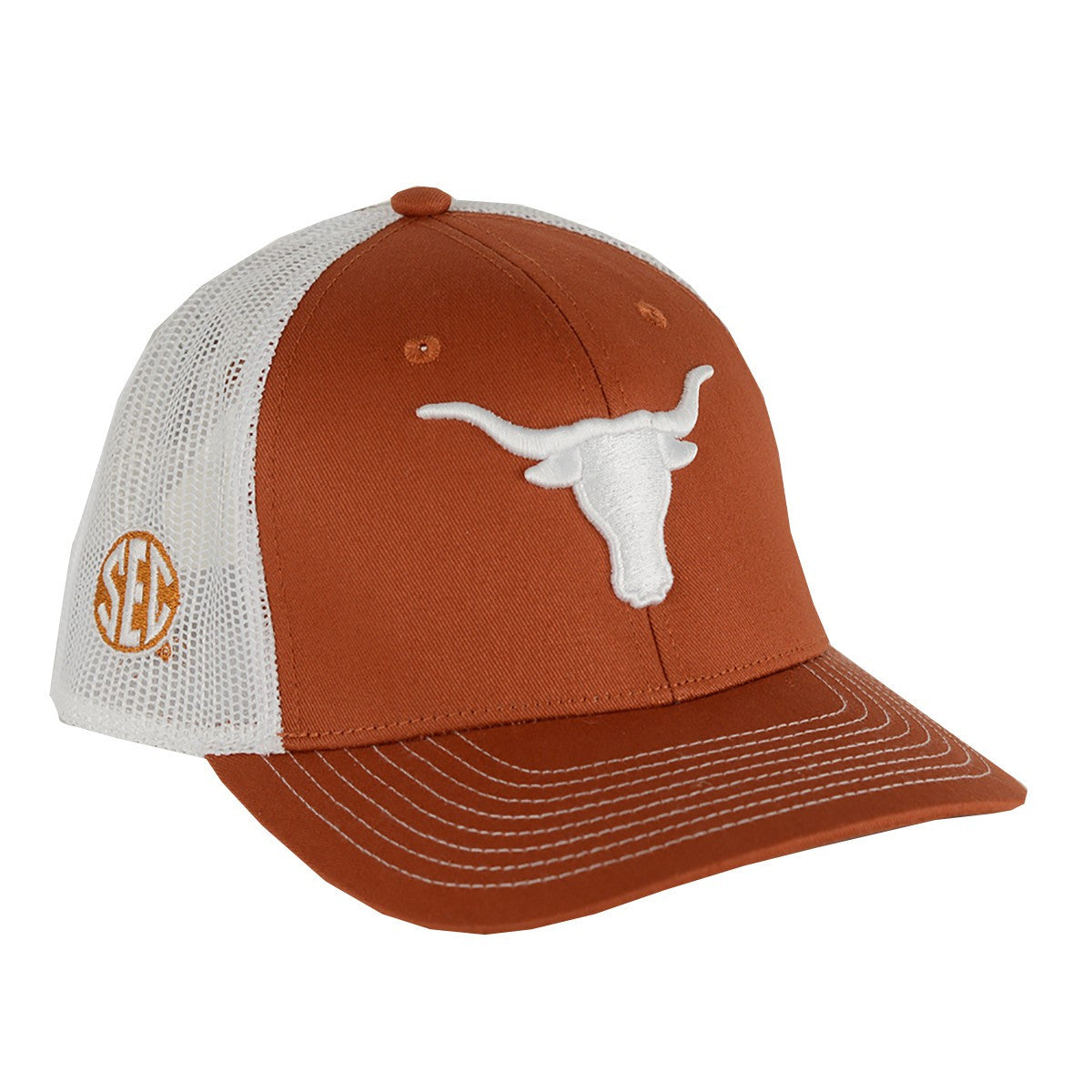 Texas Longhorn SEC The Game Single Logo Trucker Cap (BO/WHT)