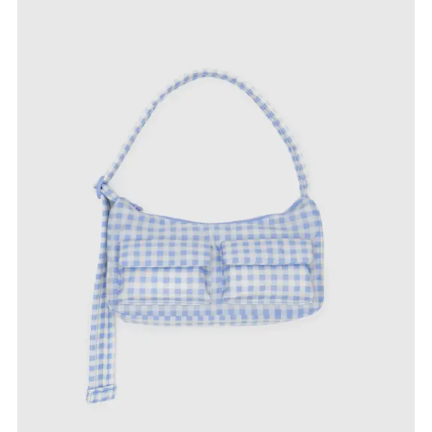 Baggu Cargo Shoulder Bag - Light Blue Gingham