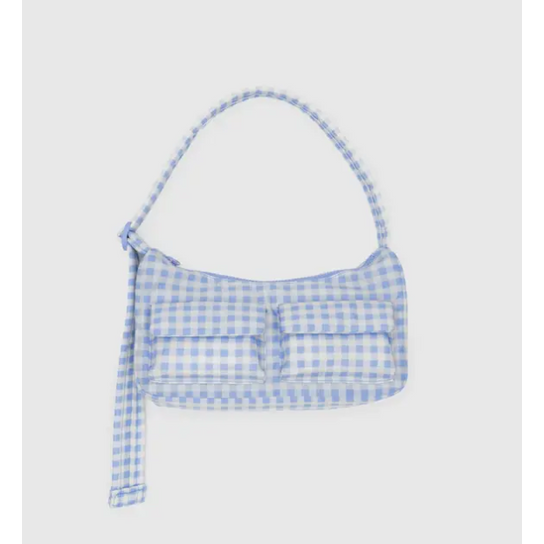 Baggu Cargo Shoulder Bag - Light Blue Gingham