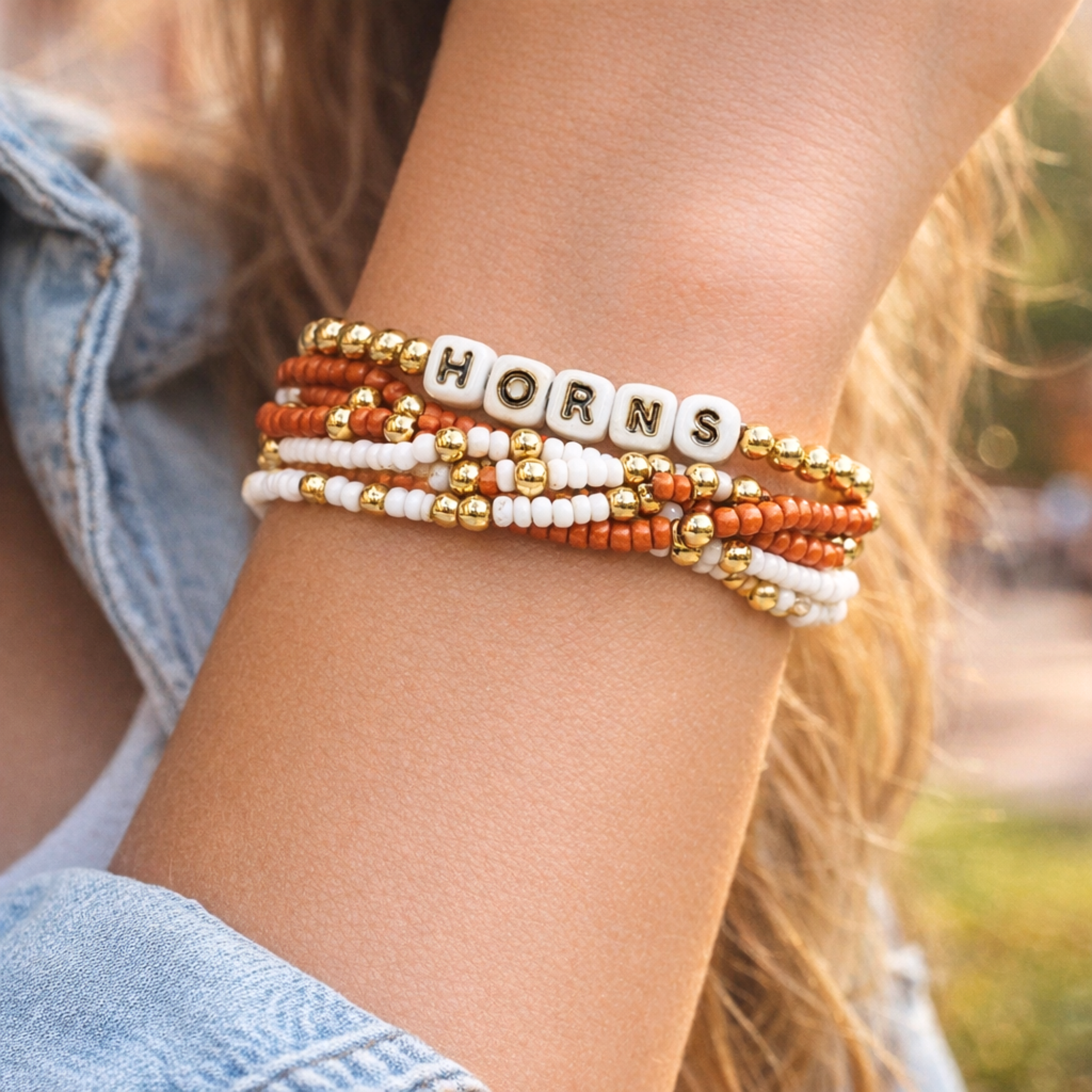 Texas Longhorn Color Shout  'Lucky 7' bracelet stack (B209-UT)