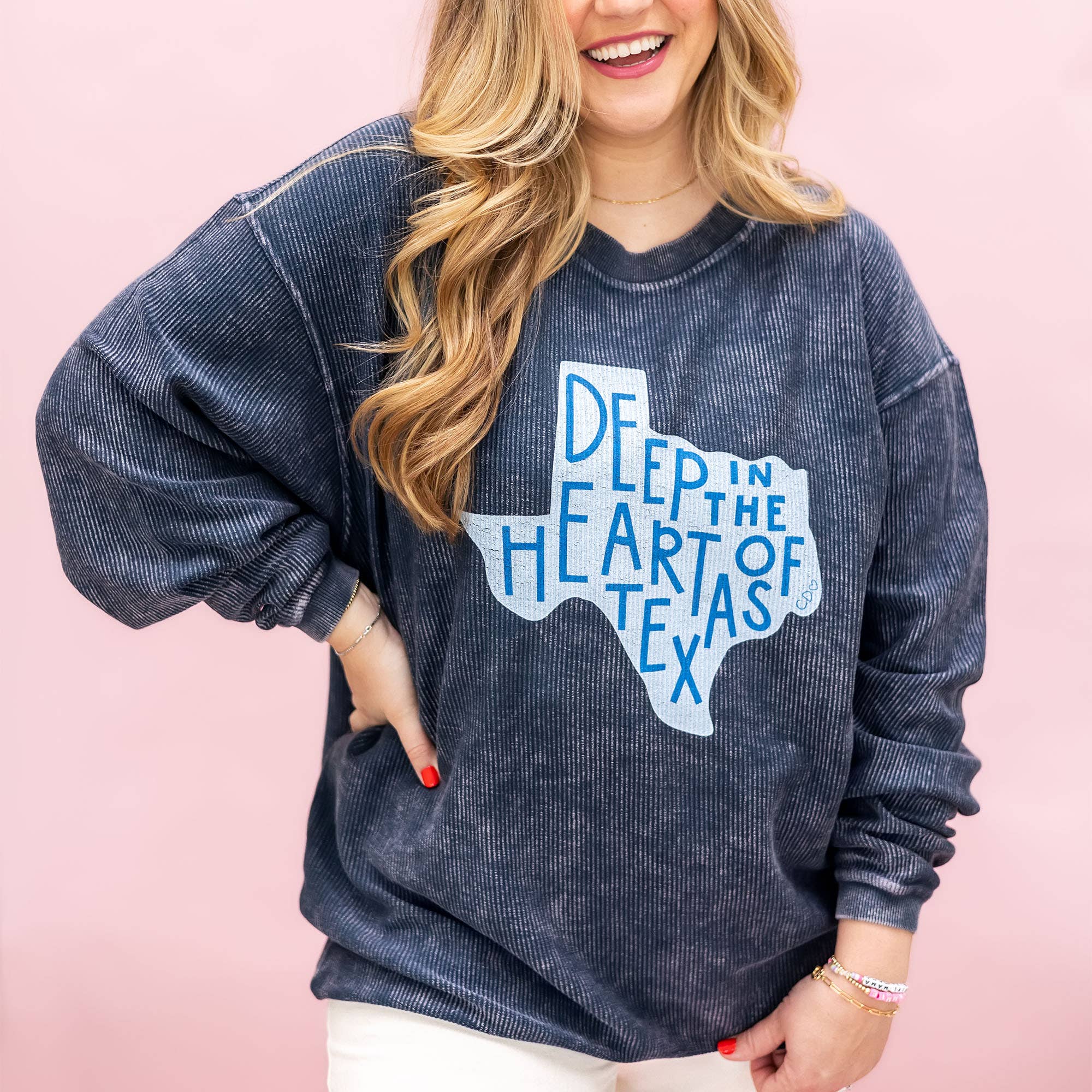 Deep in the Heart of Texas Corded Sweatshirt - Navy