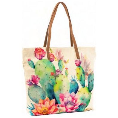 Cott N Curls Cactus & Flowers Tote
