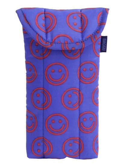 Baggu Puffy Glasses Sleeve - Mini Cobalt Happy