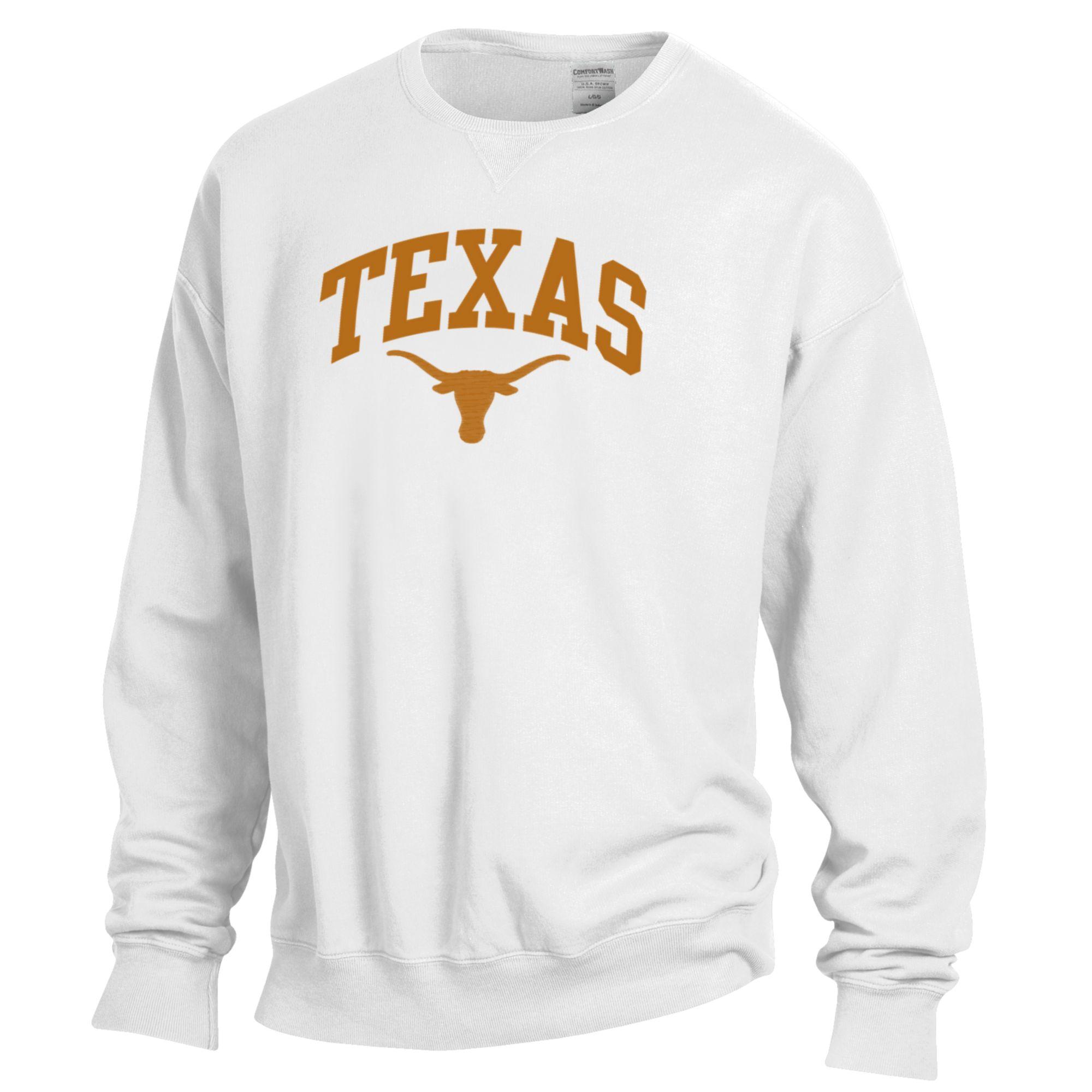 Texas Longhorn Arch Applique Pullover Crew Sweatshirt (4 Colors)