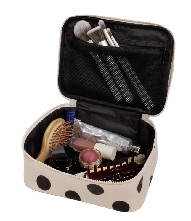 Baggu Small Cosmetic Case - Cream and Black Polka Dot