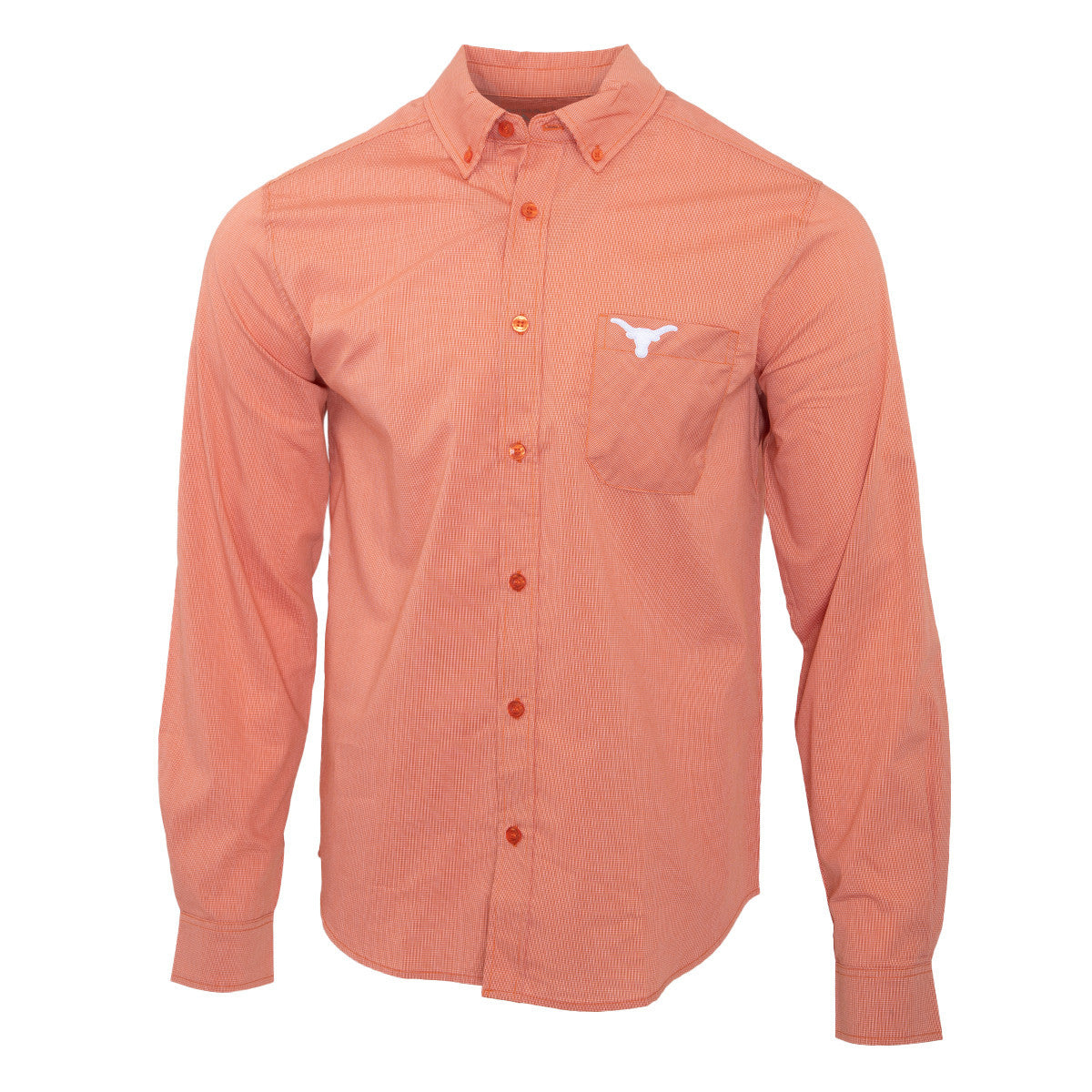 Texas Longhorn Antigua Compression Mini Check Button Down Shirt