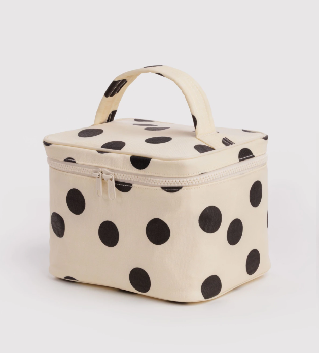 Baggu Large Cosmetic Case - Cream and Black Polka Dot