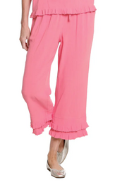 Slimsation Double Ruffle Hem Drawstring Crop Pant (M26721PM)(Coral Pink)