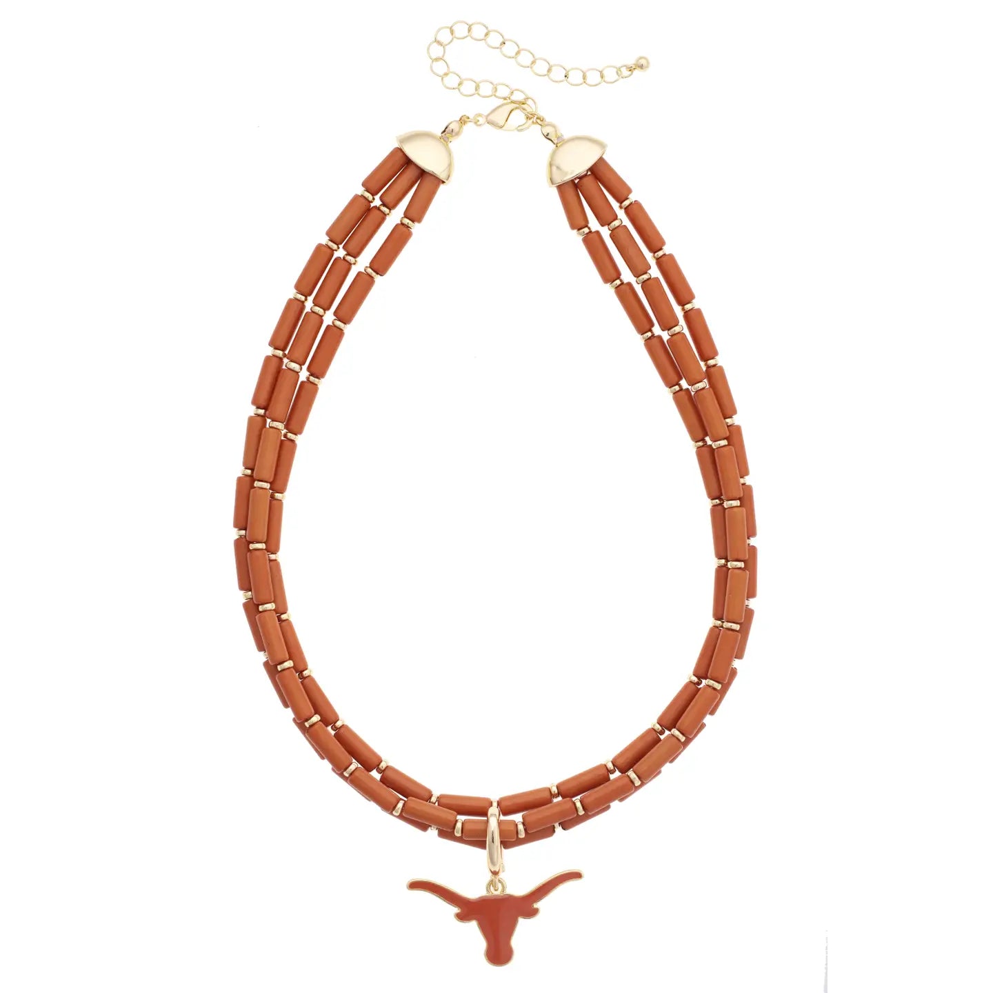 Texas Longhorn Canvas Style Multi-Strand Beaded Logo Necklace (27506N-TEX)(Burnt Orange)(Copy)